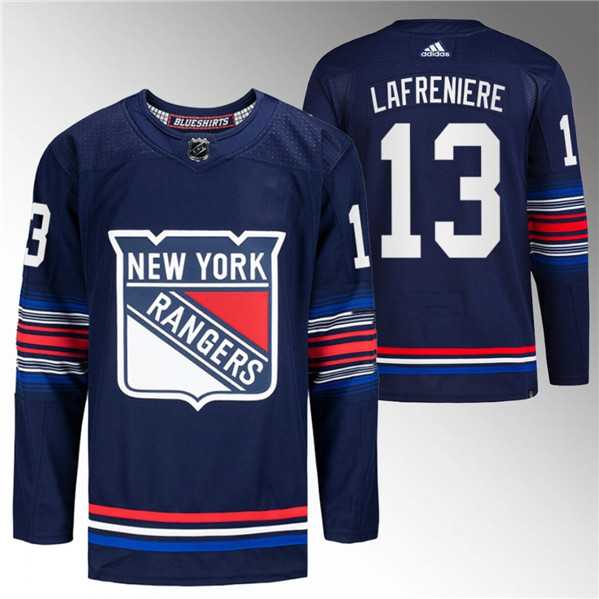 Men%27s New York Rangers #13 Alexis Lafreniere Navy Stitched Jersey Dzhi->new york rangers->NHL Jersey